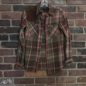Ralph Lauren Green and Brown Plaid Button Down Shirt
